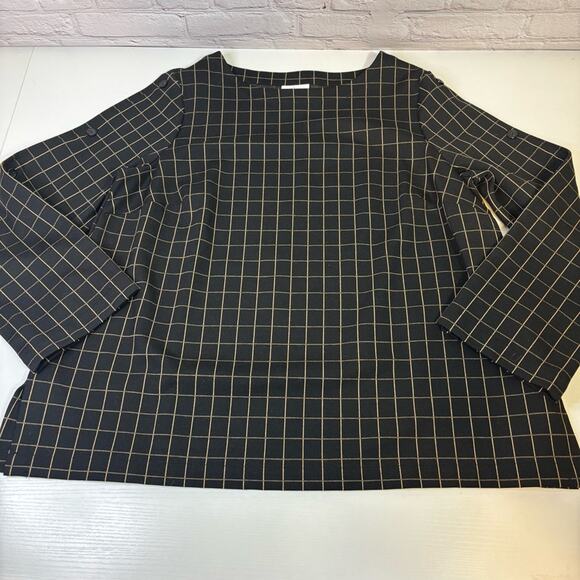 NWT J Jill Ponte Black Long Sleeve Shirt with Beige Lines Size 1X Y0485 - Picture 3 of 7